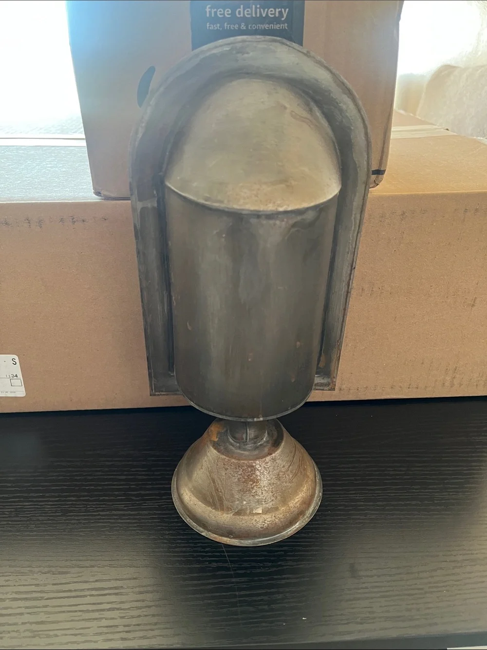 Patinated Silver Metal Wall Niche Lantern - Rustic Accent